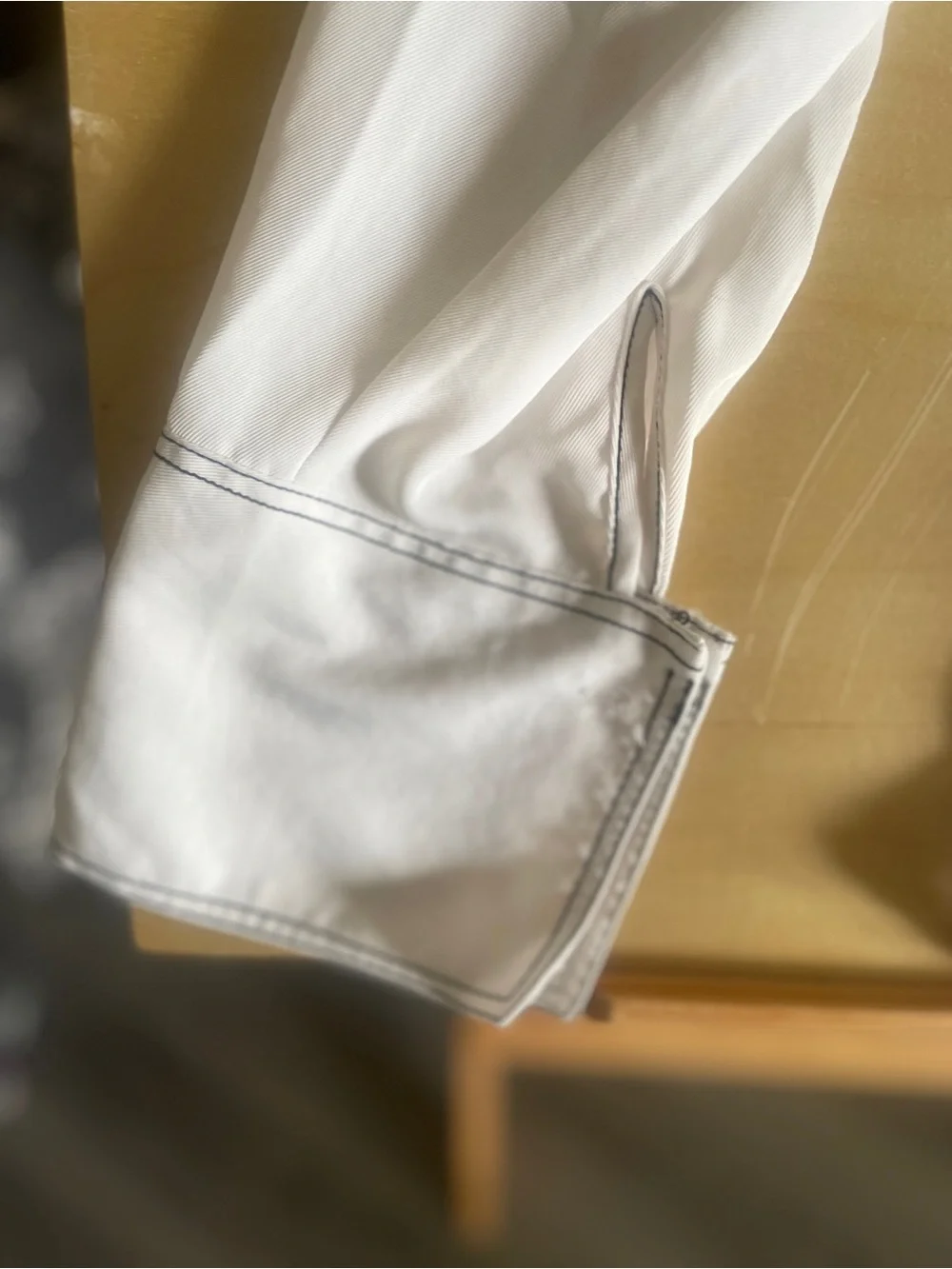 H&M Sheer Cream Button-Down Blouse with Contrast Trim - Picture 5 of 8